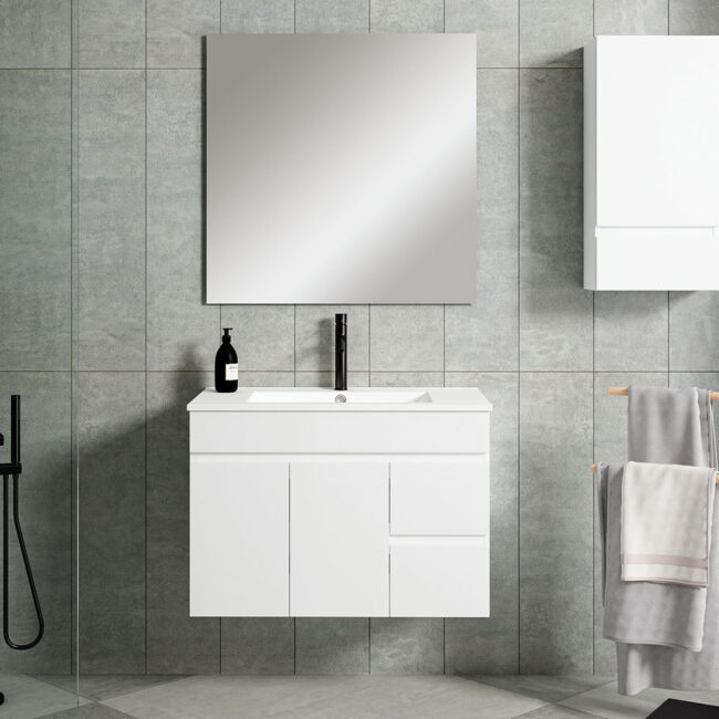 Mueble De Ba O Con Lavabo Espejo Y Aplique Led Mod Urban Cm