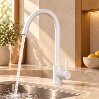 Kibath Grifo De Fregadero NIE de acabado blanco mate fabricado en latón
