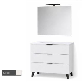 Kibath Conjunto de Mueble de Baño 80 cm VOLARE 3 cajones con patas - Blanco