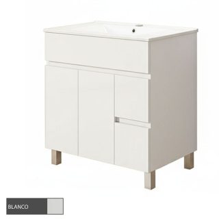 Kibath Mueble de Baño 80 cm con Lavabo URBAN 2 cajones y 2 puertas con patas - Blanco