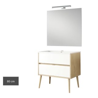 Kibath Conjunto de Mueble de Baño NORUEGA 2 cajones suspendido (patas decorativas incluidas) - 80 cm