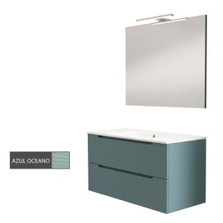 Kibath Conjunto de Mueble de Baño 80 cm BOREAL 2 cajones suspendido - Azul Oceano