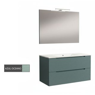 Kibath Conjunto de Mueble de Baño 100 cm BOREAL 2 cajones suspendido - Azul Oceano