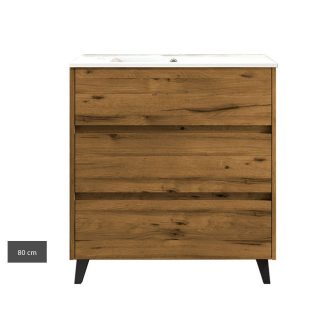 Kibath Mueble de Baño con Lavabo SIREX 3 cajones con patas - 80 cm