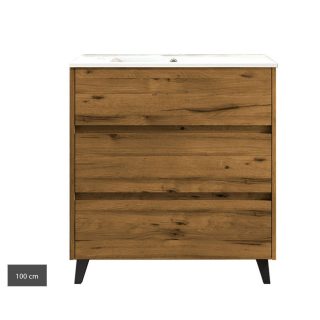 Kibath Mueble de Baño con Lavabo SIREX 3 cajones con patas - 100 cm