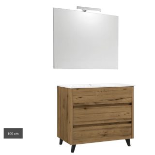 Kibath Conjunto de Mueble de Baño SIREX 3 cajones con patas - 100 cm