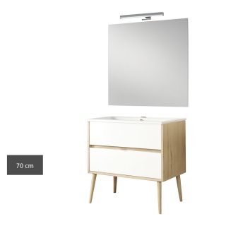 Kibath Conjunto de Mueble de Baño NORUEGA 2 cajones suspendido (patas decorativas incluidas) - 70 cm