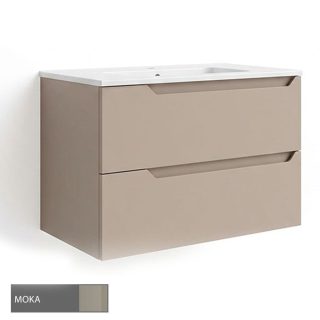 Kibath Mueble de baño con Lavabo VICTORIA 60x45 cm acabado Moka mate 2 cajones suspendido