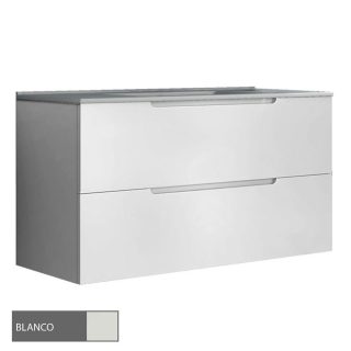 Kibath Mueble de Baño 100 cm con Lavabo VICTORIA 2 cajones suspendido - Blanco