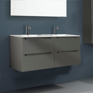 Kibath Mueble De Baño Con Lavabo VICTORIA 120 2 cajones suspendido acabado grafito mate fabricado en madera