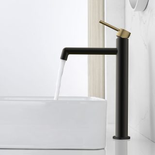 Kibath Grifo De Lavabo monomando OSO alto acabado negro mate fabricado en latón