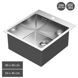 Kibath Fregadero cuadrado SOL cuadrado de acero inoxidable