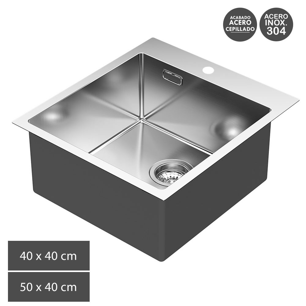 Kibath Fregadero cuadrado SOL cuadrado de acero inoxidable