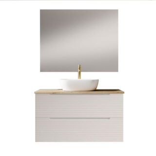 Kibath Mueble de baño con Lavabo BOREAL 80x45 cm acabado Blanco mate 2 cajones suspendido
