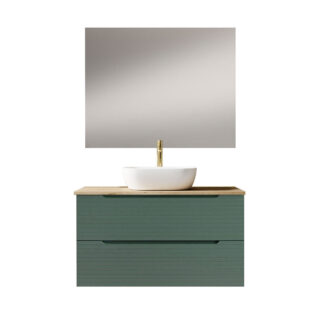 Kibath Mueble de baño con Lavabo BOREAL 80x45 cm acabado Verde Lago mate 2 cajones suspendido