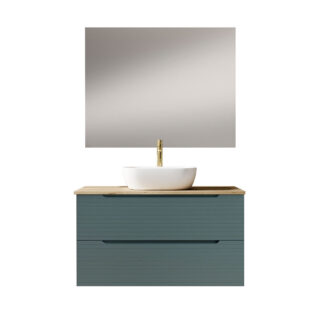 Kibath Mueble de baño con Lavabo BOREAL 80x45 cm acabado Azul Oceano mate 2 cajones suspendido