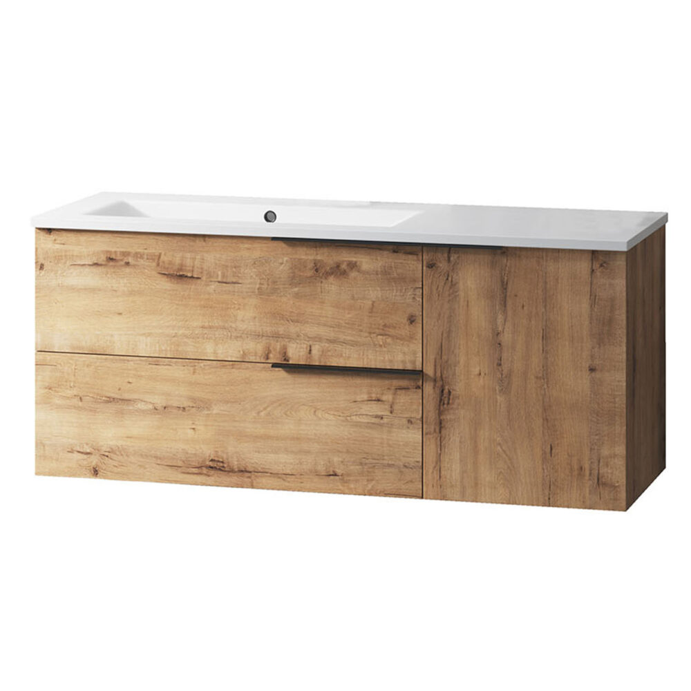 Kibath Mueble de baño con Lavabo TRIBU 100x45 cm acabado Roble Ostippo mate 2 cajones suspendido