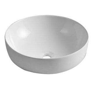 Kibath Lavabo sobrencimera REDONDO redondo de 35 acabado blanco brillo fabricado en porcelana