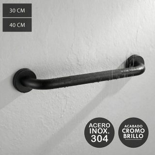 Kibath Asa De Seguridad de baño acabado NEGRO mate fabricado en acero inoxidable