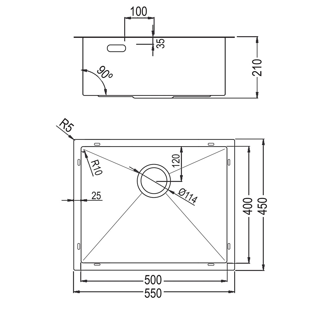 Kibath Fregadero cuadrado ABS cuadrado de acero inoxidable - Imagen 6