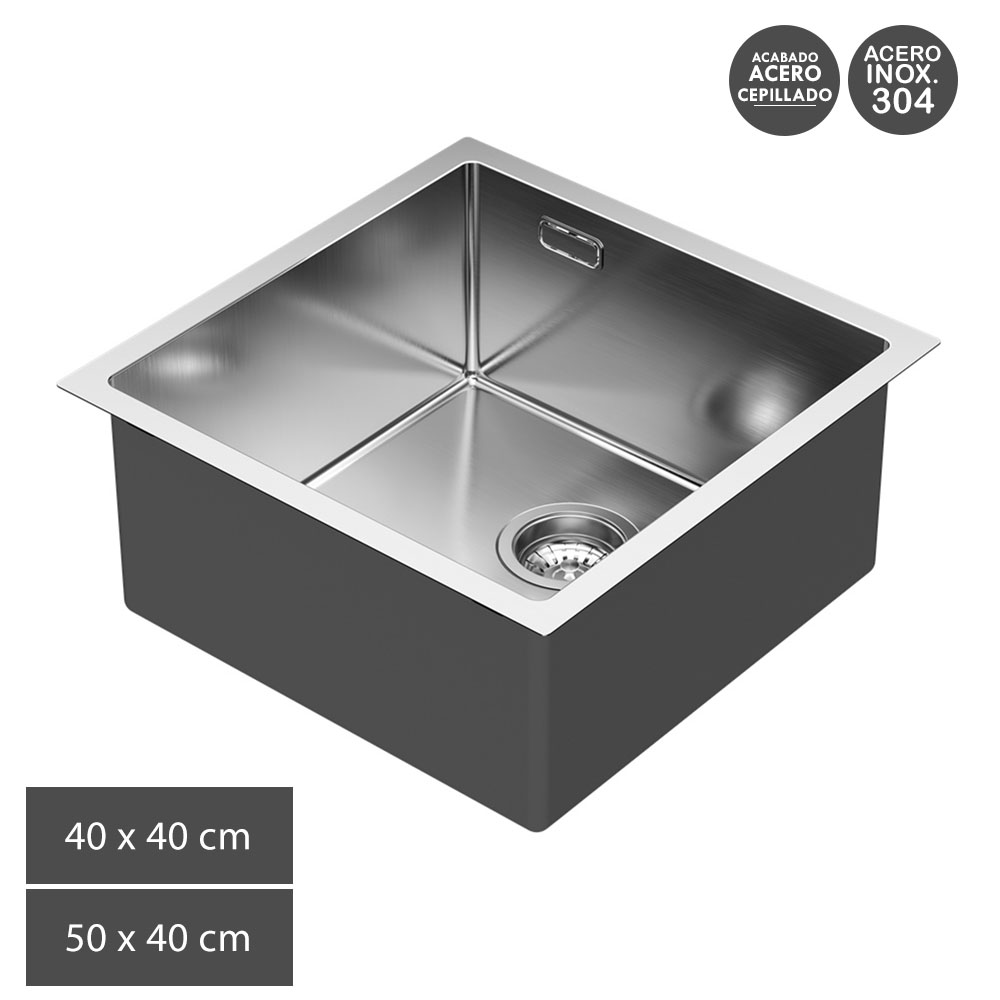 Kibath Fregadero cuadrado ABS cuadrado de acero inoxidable