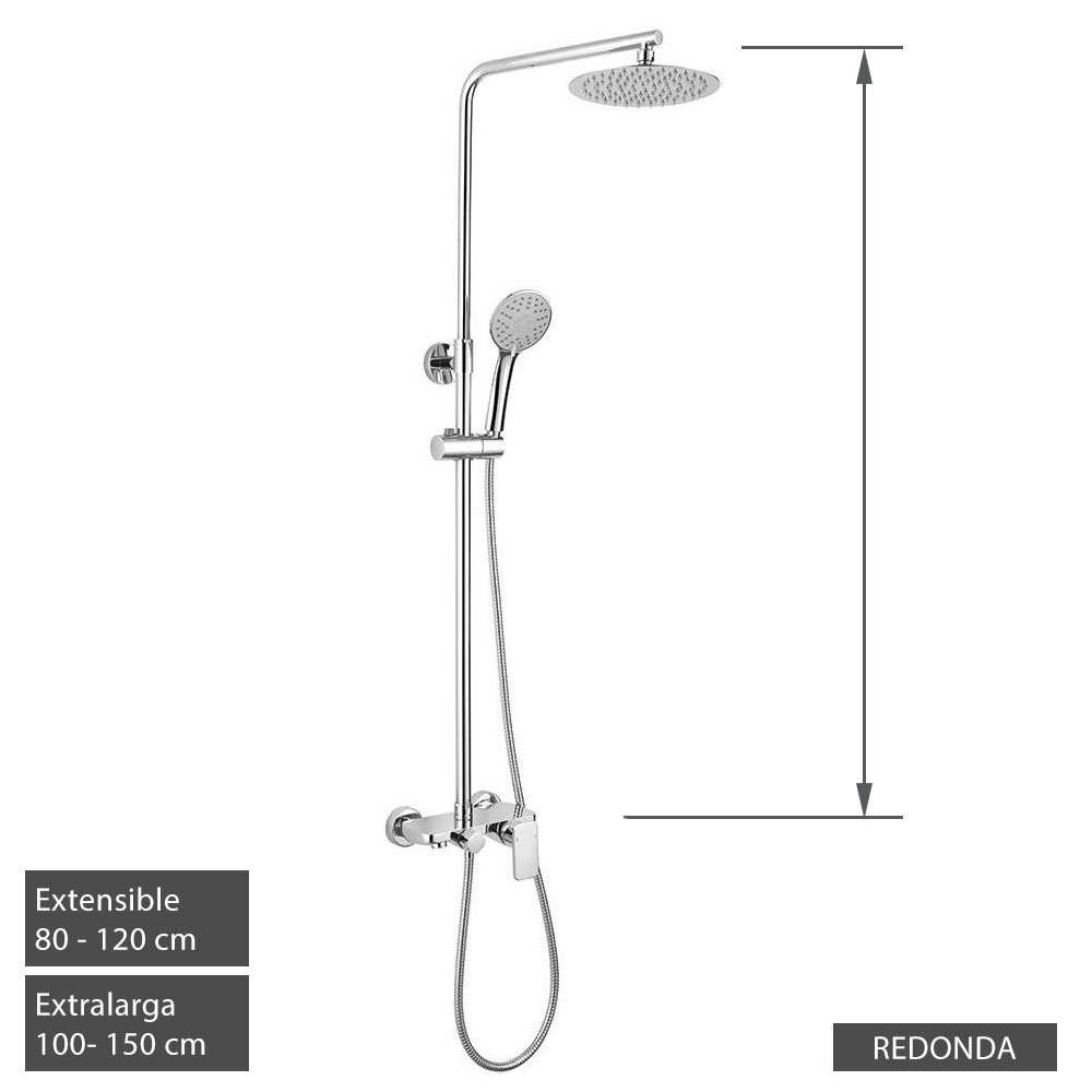 Kibath Columna De Ducha monomando redonda DUA acabado cromo brillo fabricado en latón