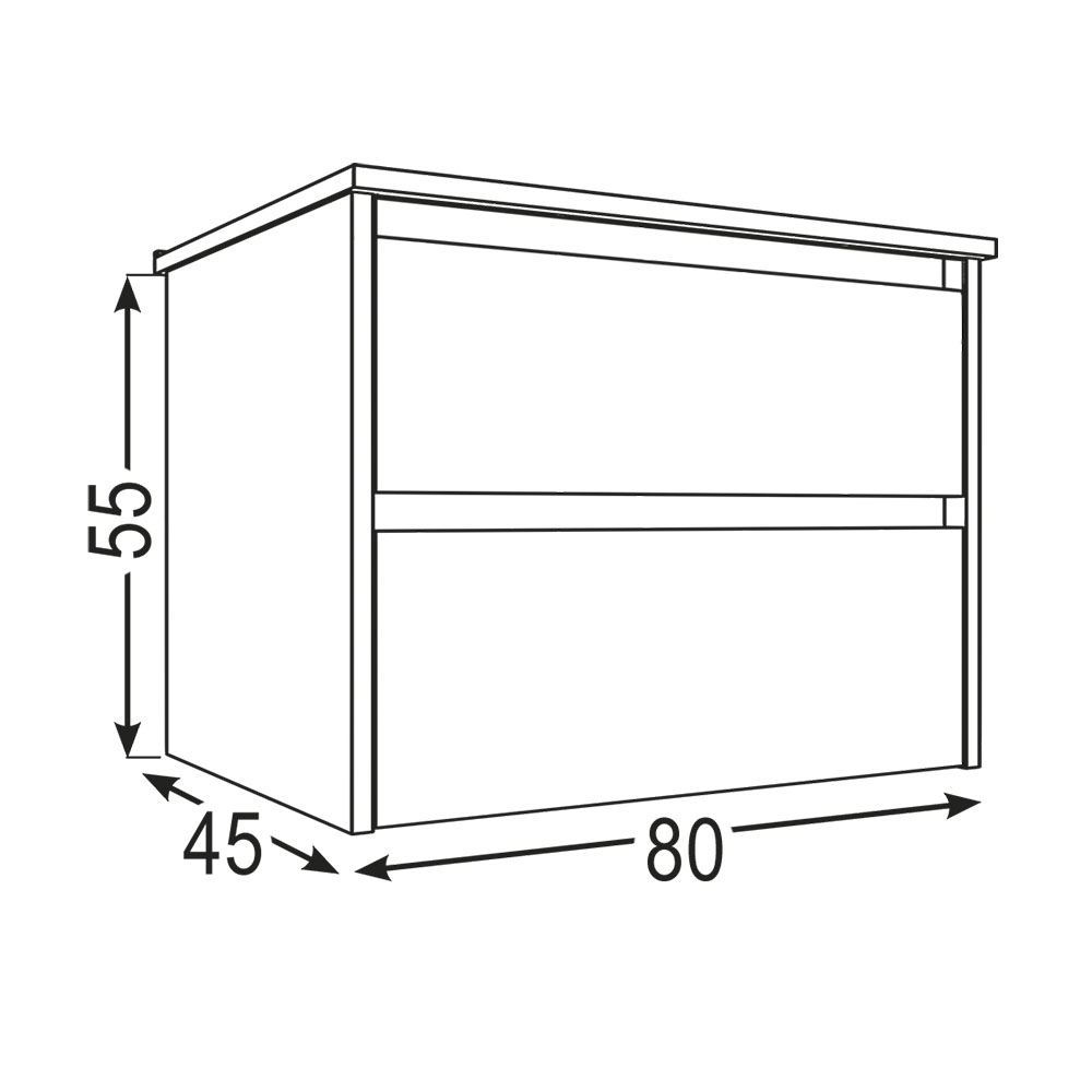 Kibath Conjunto de Mueble de Baño 80 cm URBAN 2 cajones y 2 puertas suspendido - Imagen 8