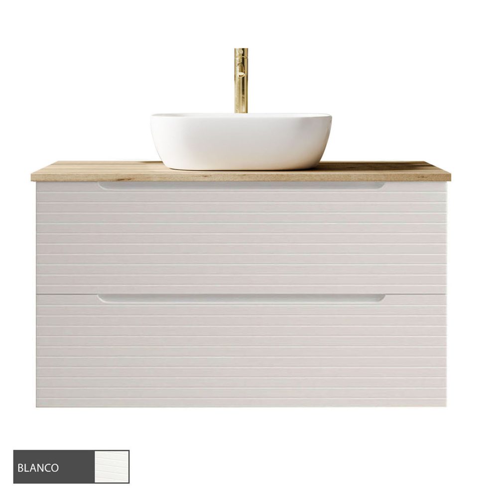 Kibath Mueble de baño 80 cm con Lavabo BOREAL cm sobre encimera 2 cajones suspendido - Imagen 6