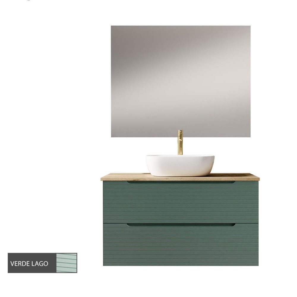 Kibath Conjunto de Mueble de Baño 80 cm BOREAL sobre encimera 2 cajones suspendido - Imagen 9