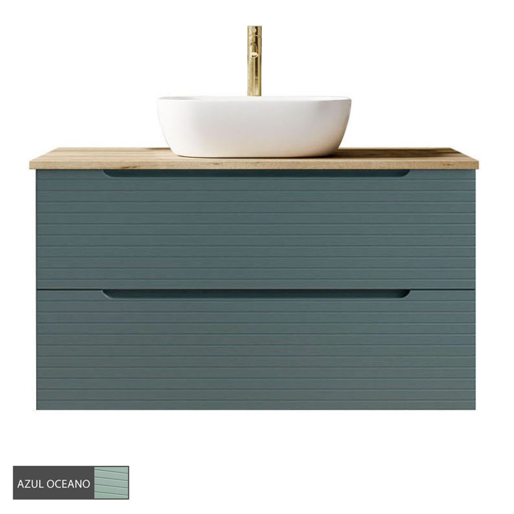 Kibath Mueble de baño 80 cm con Lavabo BOREAL cm sobre encimera 2 cajones suspendido - Imagen 8