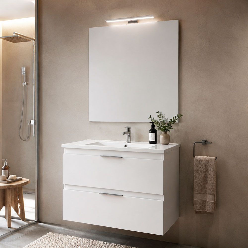 Kibath Conjunto de Mueble de Baño 80 cm URBAN 2 cajones y 2 puertas suspendido - Imagen 2