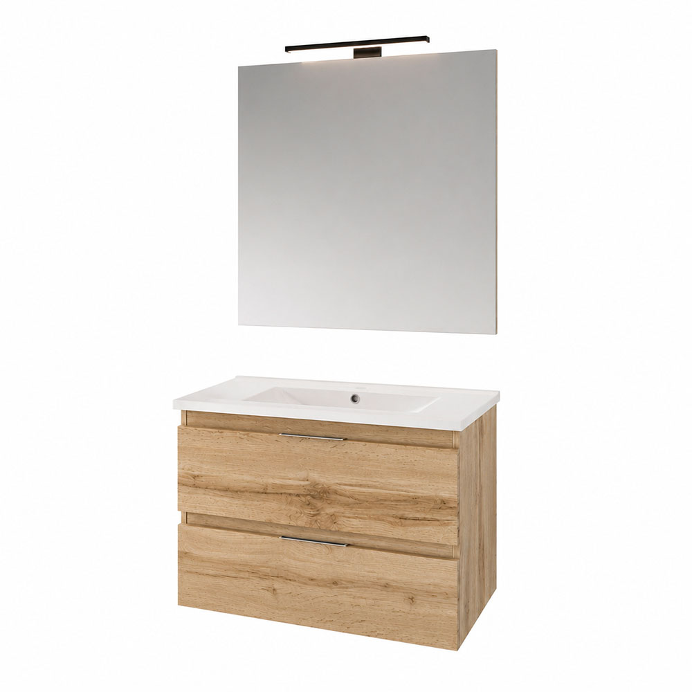Kibath Conjunto de Mueble de Baño 80 cm URBAN 2 cajones y 2 puertas suspendido - Imagen 9