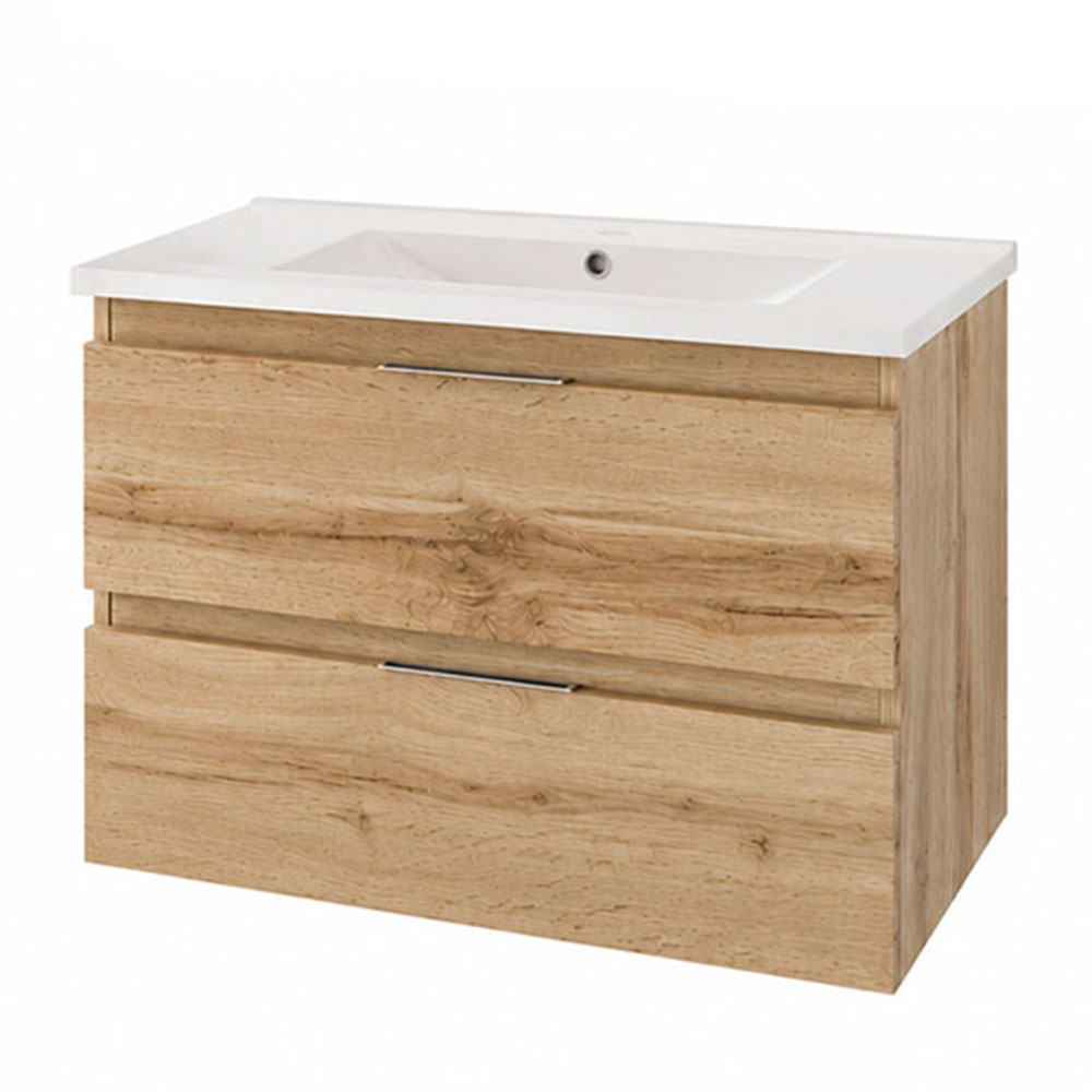 Kibath Mueble de Baño 80 cm con Lavabo URBAN 2 cajones y puertas suspendido - Imagen 5