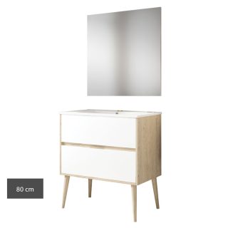 Kibath Conjunto de Mueble de Baño NORUEGA 2 cajones suspendido (patas decorativas incluidas) - 80 cm