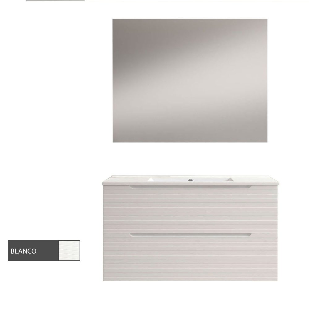 Kibath Conjunto de Mueble de Baño 100 cm BOREAL 2 cajones suspendido - Imagen 7