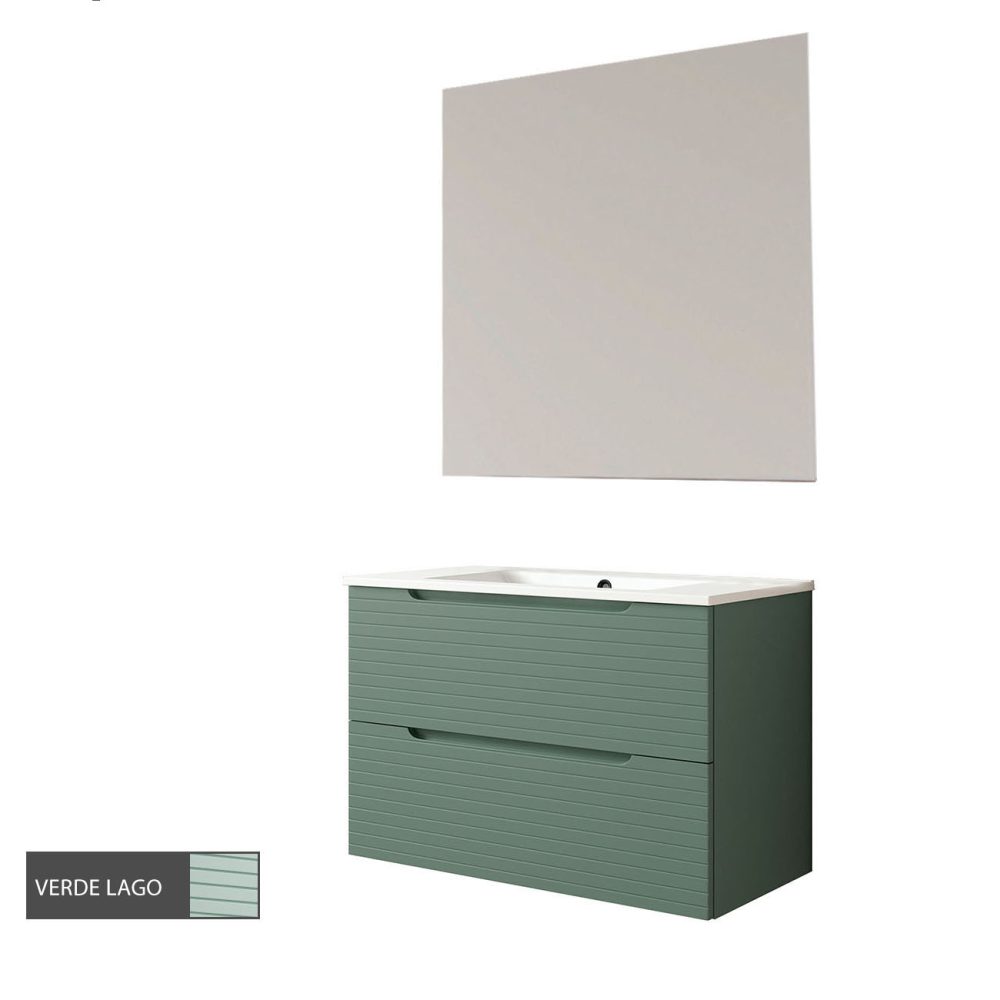 Kibath Conjunto de Mueble de Baño 100 cm BOREAL 2 cajones suspendido - Imagen 8