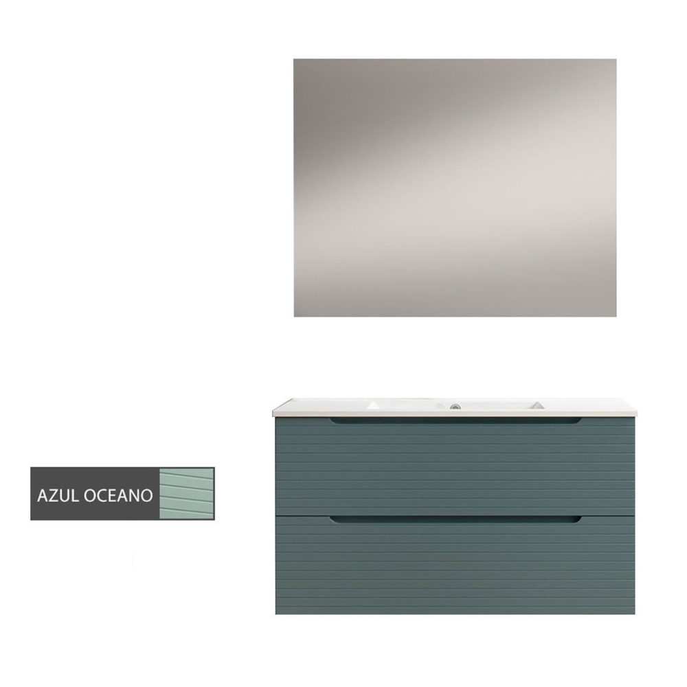 Kibath Conjunto de Mueble de Baño 100 cm BOREAL 2 cajones suspendido - Imagen 9