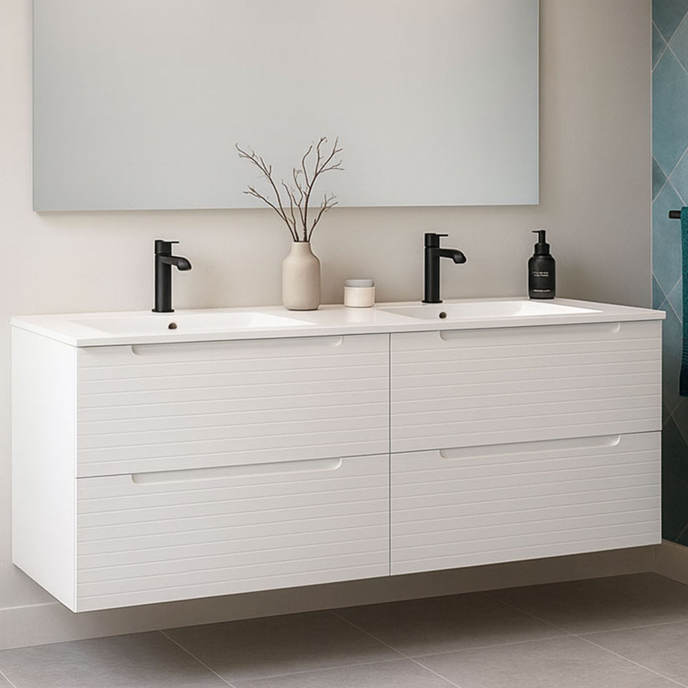 Kibath Conjunto de Mueble de Baño 120 cm BOREAL 2 cajones suspendido - Imagen 3