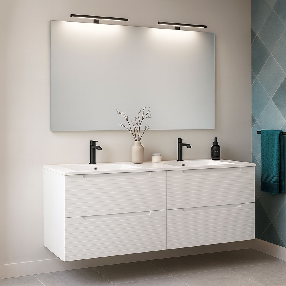 Kibath Conjunto de Mueble de Baño 120 cm BOREAL 2 cajones suspendido - Imagen 4