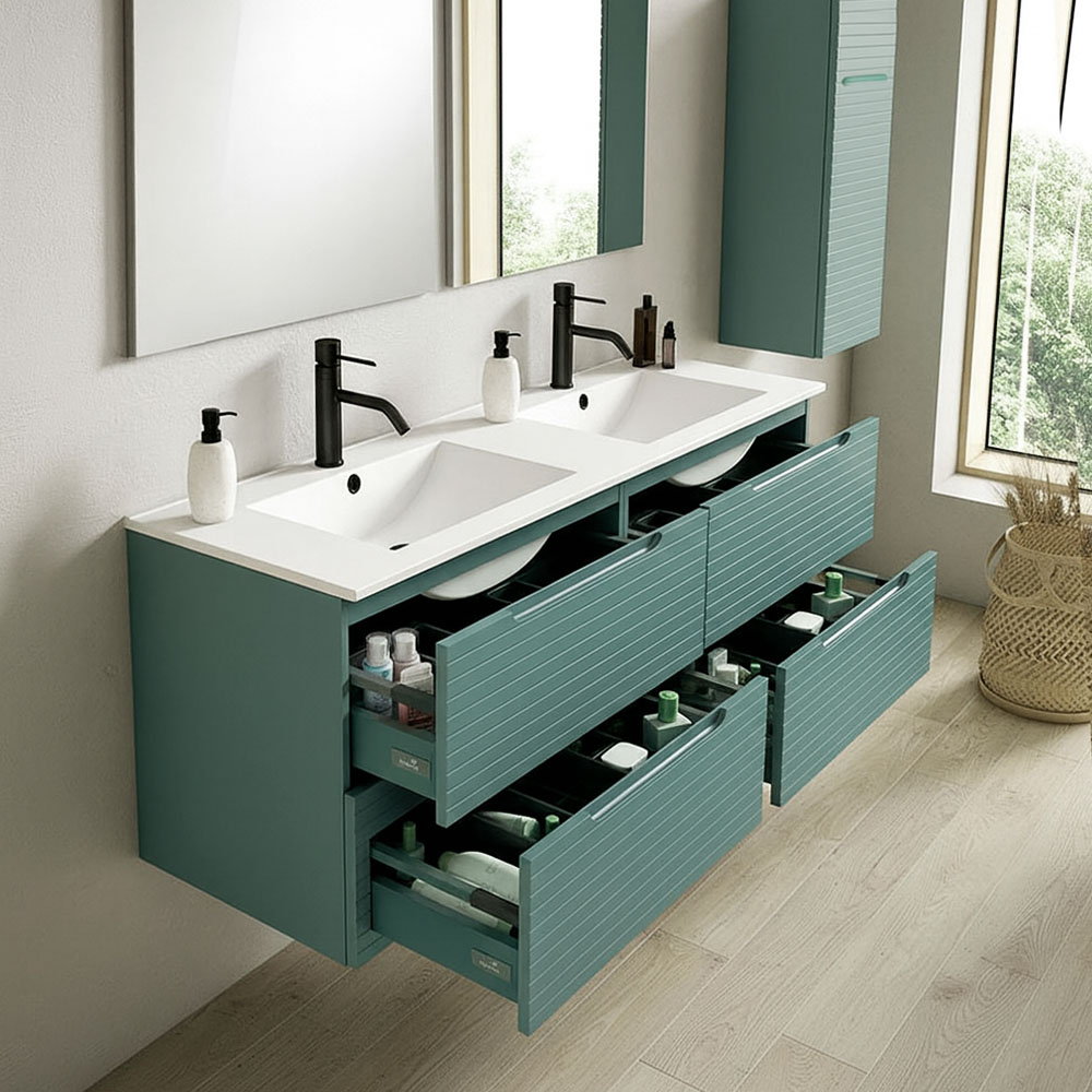 Kibath Conjunto de Mueble de Baño 120 cm BOREAL 2 cajones suspendido - Imagen 6