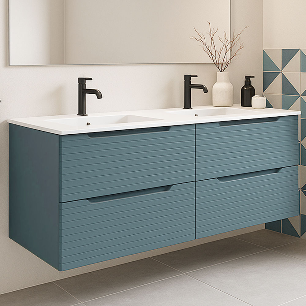 Kibath Conjunto de Mueble de Baño 120 cm BOREAL 2 cajones suspendido - Imagen 8