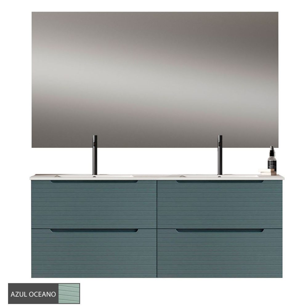 Kibath Conjunto de Mueble de Baño 120 cm BOREAL 2 cajones suspendido - Imagen 9