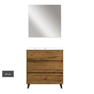 Kibath Conjunto de Mueble de Baño SIREX 3 cajones con patas - 80 cm