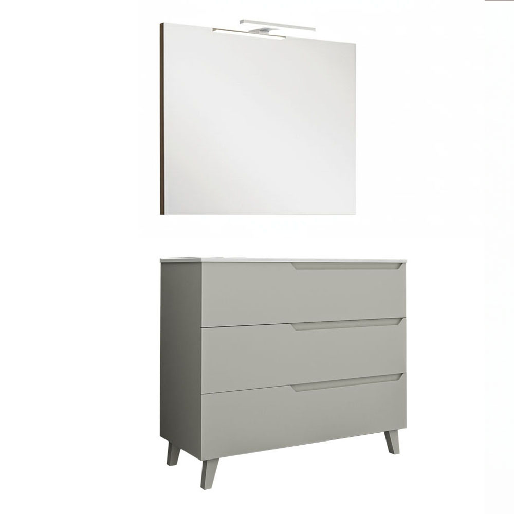 Kibath Conjunto de Mueble de Baño 80 cm VICTORIA 3 cajones con patas - Imagen 2