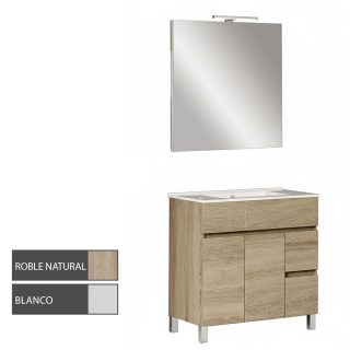 Kibath Conjunto de Mueble de Baño 80 cm URBAN 2 cajones y 2 puertas con patas