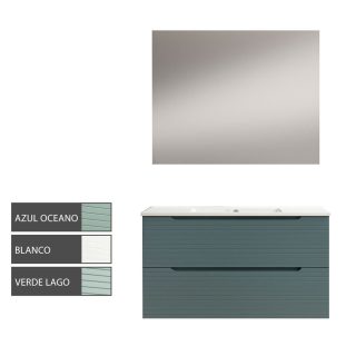 Kibath Conjunto de Mueble de Baño 100 cm BOREAL 2 cajones suspendido
