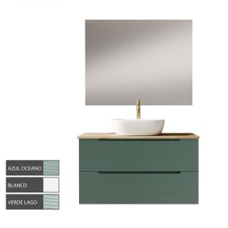 Kibath Mueble de Baño 100 cm con Lavabo BOREAL 2 cajones suspendido