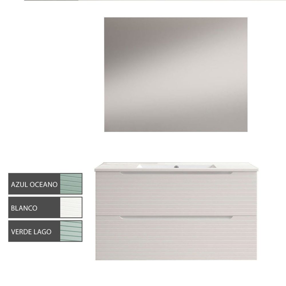 Kibath Conjunto de Mueble de Baño 80 cm BOREAL 2 cajones suspendido