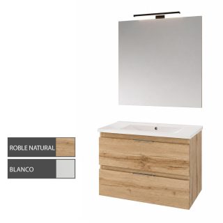 Kibath Conjunto de Mueble de Baño 80 cm URBAN 2 cajones y 2 puertas suspendido