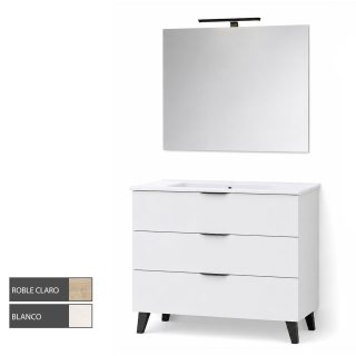 Kibath Conjunto de Mueble de Baño 80 cm VOLARE 3 cajones con patas